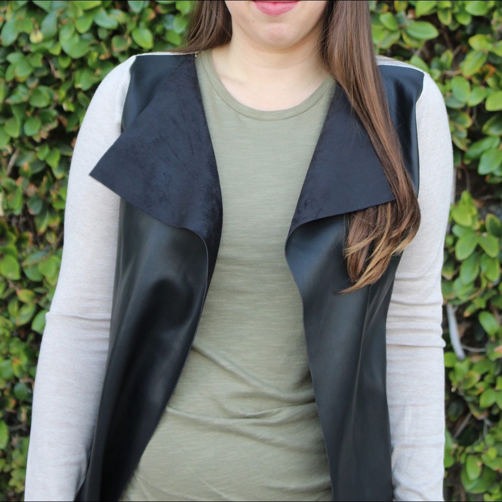 Zara Knit Nude Black Faux Suede Cardigan